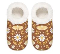 Chintiz Pantofole da donna morbide e calde, per donne, uomini, falene, pelose, antiscivolo, chiuse, con retro chiuso, scarpe da casa per l'inverno, camera da letto, interni ed esterni, Pianta Falena