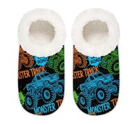 Chintiz Pantofole da donna morbide e calde, per donne, uomini, mostro al neon, auto, camion, peloso, antiscivolo, con retro chiuso, scarpe da casa per camera da letto, inverno, interni ed esterni