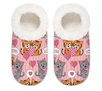 Chintiz Pantofole da donna morbide e calde, per donne, uomini, San Valentino, tigre dei cartoni animati, peluche peloso, antiscivolo, chiuse, scarpe da casa per l'inverno, camera da letto, interni ed