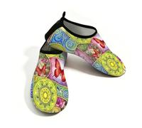 Chintiz Scarpe da acqua per donne e uomini, motivo mandala floreale e farfalla, antiscivolo, ad asciugatura rapida, morbide, calzini acquatici a piedi nudi, per estate, spiaggia, piscina, surf, yoga