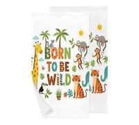 Chintiz Set di 2 asciugamani per le mani, con animali della foresta, altamente assorbenti, morbidi, per bagno, doccia, viso, per bambini, cucina, dormitorio, hotel, spa, fattoria, tè per gli ospiti