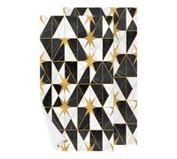 Chintiz Set di 2 asciugamani per le mani, motivo geometrico con stelle marmorizzate, altamente assorbenti, morbidi, per bagno, cucina, dormitorio, fattoria, hotel, spa, tè per ospiti