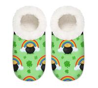 Chintiz St. Patricks - Pantofole da donna, morbide, accoglienti, calde, in peluche, antiscivolo, chiuse, con retro chiuso, per inverno, camera da letto, interni ed esterni, Arcobaleno di San Patrizio