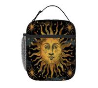 Chintiz The Golden Sun - Borsa termica per il pranzo per bambini, riutilizzabile, con tasca frontale in rete laterale, impermeabile, a prova di perdite, per scuola, viaggi, picnic, spiaggia, lavoro