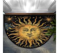 Chintiz The Golden Sun, zerbino mezzo rotondo, 91 x 61 cm, morbido tappeto assorbente con retro antiscivolo, tappetino di benvenuto per interni, per ingresso, camera da letto, cucina, ufficio