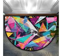 Chintiz Zerbino colorato con sfondo semicircolare, 91 x 61 cm, morbido tappeto assorbente con retro antiscivolo, tappetino di benvenuto per interni, per ingresso, camera da letto, cucina, ufficio
