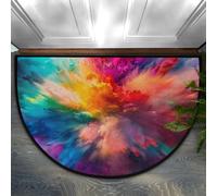 Chintiz Zerbino semicircolare colorato, 91 x 61 cm, morbido tappeto assorbente con retro antiscivolo, tappetino di benvenuto per interni, per ingresso, camera da letto, cucina, ufficio
