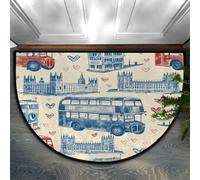 Chintiz Zerbino semicircolare colorato con bus di piombo, 91 x 61 cm, morbido tappeto assorbente con retro antiscivolo, tappetino di benvenuto per interni, per ingresso, camera da letto, cucina