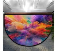 Chintiz Zerbino semicircolare colorato con esplosione di polvere, 91 x 61 cm, morbido tappeto assorbente con retro antiscivolo, tappetino di benvenuto per interni, per ingresso, camera da letto