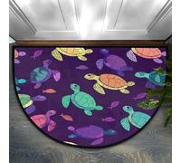 Chintiz Zerbino semicircolare colorato semplice con tartaruga marina, 91 x 61 cm, morbido tappeto assorbente con retro antiscivolo, tappetino di benvenuto per interni, per ingresso, camera da letto