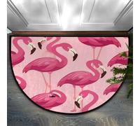 Chintiz Zerbino semicircolare con fenicottero rosa rosso, 91 x 61 cm, morbido tappeto assorbente con retro antiscivolo, tappetino di benvenuto per interni, per ingresso, camera da letto, cucina