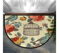 Chintiz Zerbino semicircolare con gabbia per uccelli, 91 x 61 cm, morbido tappeto assorbente con retro antiscivolo, tappetino di benvenuto per interni, per ingresso, camera da letto, cucina, ufficio
