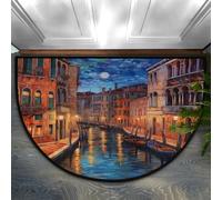 Chintiz Zerbino semicircolare con paesaggio venezia di notte, 91 x 61 cm, morbido tappeto assorbente con retro antiscivolo, tappetino di benvenuto per interni, per ingresso, camera da letto, cucina