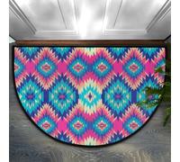 Chintiz Zerbino semicircolare con totem rosa simmetrico, 91 x 61 cm, morbido tappeto assorbente con retro antiscivolo, tappetino di benvenuto per interni, per ingresso, camera da letto, cucina