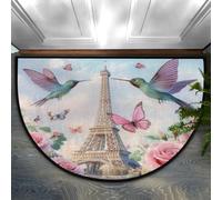 Chintiz Zerbino semicircolare con uccello colorato, 91 x 61 cm, morbido tappeto assorbente con retro antiscivolo, tappetino di benvenuto per interni, per ingresso, camera da letto, cucina, ufficio