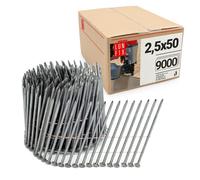 Chiodi a bobina 2,5 x 50 mm 9000 pz. Filo ad anello vuoto 16° bobina non zincato