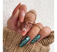 Chiodi artificiali a forma di mandorla di Natale coperture complete da incollare sulle unghie alce per spingere le unghie accessori per manicure per l'inverno
