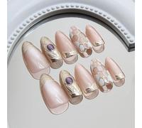 Chiodi di mandorle corti Suggerimenti per unghie finte Colla sulle unghie Incollare sulle unghie Gatto Occhi Premere unghie unghie unghie finte artificiali Donne