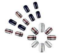 Chiodi di Natale da imprimere fiocchi di neve, unghie artificiali da incollare, manicure per decorazioni festive a casa e in ufficio