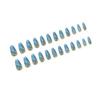 Chiodi di Natale Mandorle Pressa Su Disegni Di Colore Blu Lucido Falso Coperture Complete Per Le Donne E Le Ragazze 24PCS Bastone Sul Chiodo