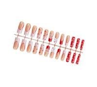 Chiodi di San Valentino Unghie Artificiali Quadrate Chiodi Francesi Con Cuore E Fiocchi Disegni Accessori Per Unghie Alla Moda