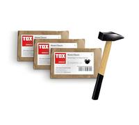 Chiodi per quadri TOX Home Classic in 3 misure + martello da fabbro 300 g, chiodi in acciaio temprato con testa in ottone misura 2,0x25/30/50 mm (20 pezzi ciascuno), 063909003