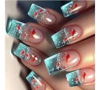 Chiodi quadrati a pressione sulle punte francesi unghie finte coperture complete false con design acrilico artificiale bastone sul bastone