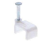 Chiodini Clip Fermacavi da Parete 100 Pezzi 10mm per Fissaggio Cavi, Elettrici, Fermacavo da Muro Fermacavi Piatto Compatibile con Cat 5 5e, 6 6a, 7 | 6P4C / 8P8C | RJ11 RJ45 Ethernet Internet Cavo