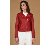 Chiodo in Pelle Rossa Donna Giacca Biker Giubbotto Moto Vera Pelle Made in Italy