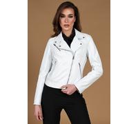 Chiodo Pelle Donna Bianco Giacca Biker Giubbotto Moto Vera Pelle Made in Italy