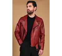 Chiodo Uomo in Vera Pelle Rossa Made in Italy Giacca Biker Made in Italy