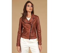 Chiodo Vera Pelle Cuoio Nuvolato Donna Giacca Biker Made in Italy Kbc