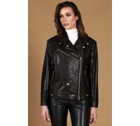 Chiodo Vera Pelle Donna Nero Giacca Biker Oversize Made in Italy Camy