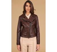 Chiodo Vera Pelle Testa di Moro Donna Giubbotto Vintage Made in Italy Kbc