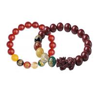 Chiorgone 2 braccialetti Feng Shui cinabro per uomini e donne - Braccialetto della ricchezza Pi Xiu, corda rossa regolabile, regalo di coppia di gioielli per guarigione spirituale