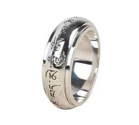 Chiorgone Anello in argento puro nascosto a sei caratteri, anello tibetano mantra fidget per alleviare l'ansia, gioiello buddista unisex, regalo di meditazione per uomo/donna.