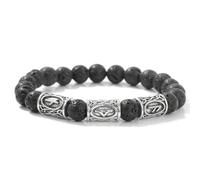 Chiorgone Bracciale in pietra lavica runa vichinga, amuleto norreno per ricchezza, crescita, pace e protezione, gioiello spirituale unisex