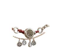 Chiorgone Cavigliera lunga in lega, catena d'argento con filo rosso e ciondoli cinesi, moneta rotonda "PINGAN XILE", gioiello Feng Shui da donna (cordoncino rosso intrecciato e ciondolo a moneta)