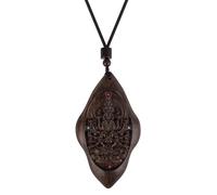 Chiorgone Collana con ciondolo in legno di agar intagliato a mano, 100% amuleto buddista naturale, per uomini e donne, gioielli per meditazione curativa, portafortuna Feng Shui e regalo spirituale