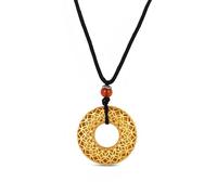 Chiorgone Collana con ciondolo rotondo smaltato in oro - collana girocollo da donna in rame dorato fatta a mano con motivo floreale, placcata in oro 14 carati, per feste e matrimoni.