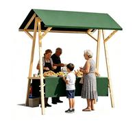 Chiosco Alimentare con Tettoia, Bancarella Mercato Pieghevole in Legno a Scomparsa per Mercati Notturni, Venditori Ambulanti, Carrelli del Caffè e Fiere dell'Artigianato(Green,150cm)