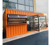 Chiosco da caffè con container a energia solare | Caffè modulare completamente assemblato con pannelli solari | Cabina al dettaglio portatile con finestra di servizio e porta in vetro | Layout e