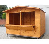 Chiosco espositivo in legno con pavimento, perline da 19mm - mod. CH3x2 - 100026