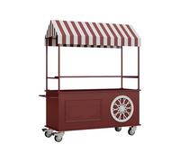 Chiosco per la Vendita di Cibo in Concessione, Rimorchio per Hot Dog, Tavoli Pieghevoli per Mercatini Carretto Mobile per Cibo da Strada, per Attività Feste(Brown,120cm/47.2in)