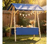 Chiosco per Mercato, Bancarella Mercato Portatile Pieghevole, Ideale per Mercati Contadini, Festival, Fiere di Strada, Feste e Piccole Imprese(Blue,120cm)