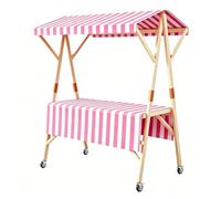 Chiosco per Mercato Con Tettoia E Ruote, Banco Portatile In Legno Per Mercati Agricoli, Per Cibo Da Strada, Bancone Di Limonata, Fiere Artigianali Ed Eventi(Pink,L 150cm/59.1in)
