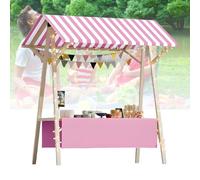 Chiosco pieghevole in legno - Carrello per alimenti all'aperto con tettoia, supporto portatile per mercato agricolo, bancarella espositiva leggera, design senza ruote, dimensioni 150 x 60 x 200 cm