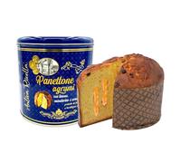 Chiostro di Saronno Panettone Artigianale Agrumi 750 g, Panettone a Lenta Lievitazione, Panettone con Crema di Arancia, Limone Candito e Mandarino in Pasta, Senza Uvetta, Confezione Regalo Latta Blu