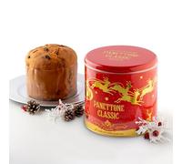 Chiostro di Saronno Panettone Artigianale Classico 1000 g, Lenta Lievitazione, Panettone con Canditi e Uvetta Sultanina, Panettone Tradizionale con Scorze d'Arancia e Cedro, Latta Rossa con Renne