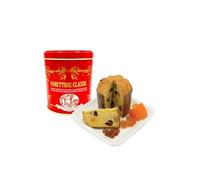 Chiostro di Saronno Panettone Artigianale Classico Mini 100 g, Lenta Lievitazione, Panettone con Canditi e Uvetta Sultanina, Panettone Tradizionale con Scorze d'Arancia e Uvetta, Latta Rossa